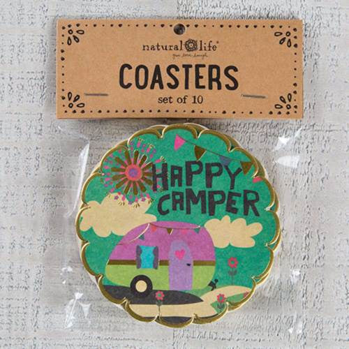 Natural Life Happy Camper Paper Coaster Set